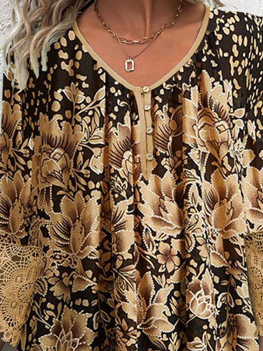 Women Half Sleeve V-neck Solid Color Dress