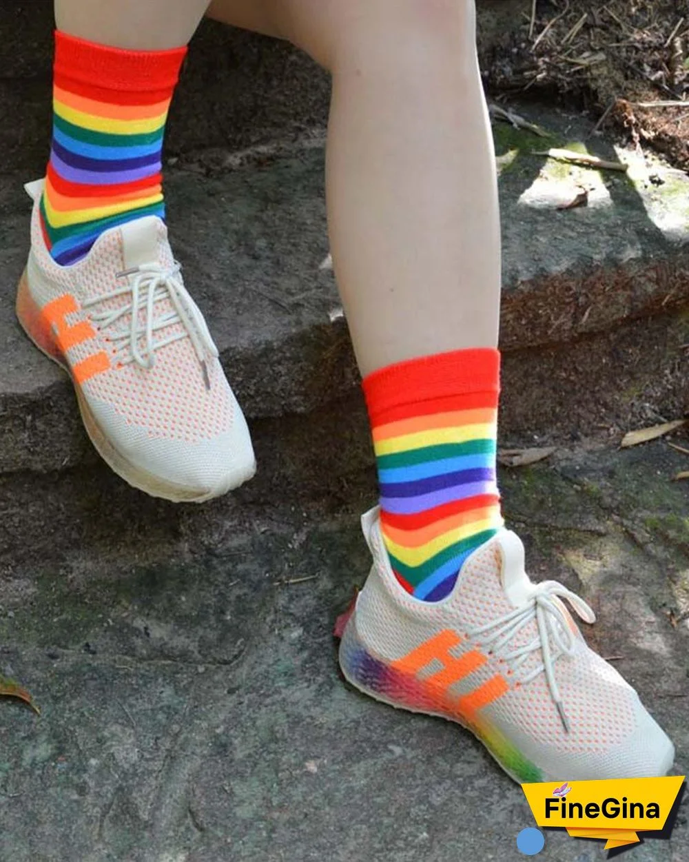 Rainbow Colorblock High Elastic Midi Socks