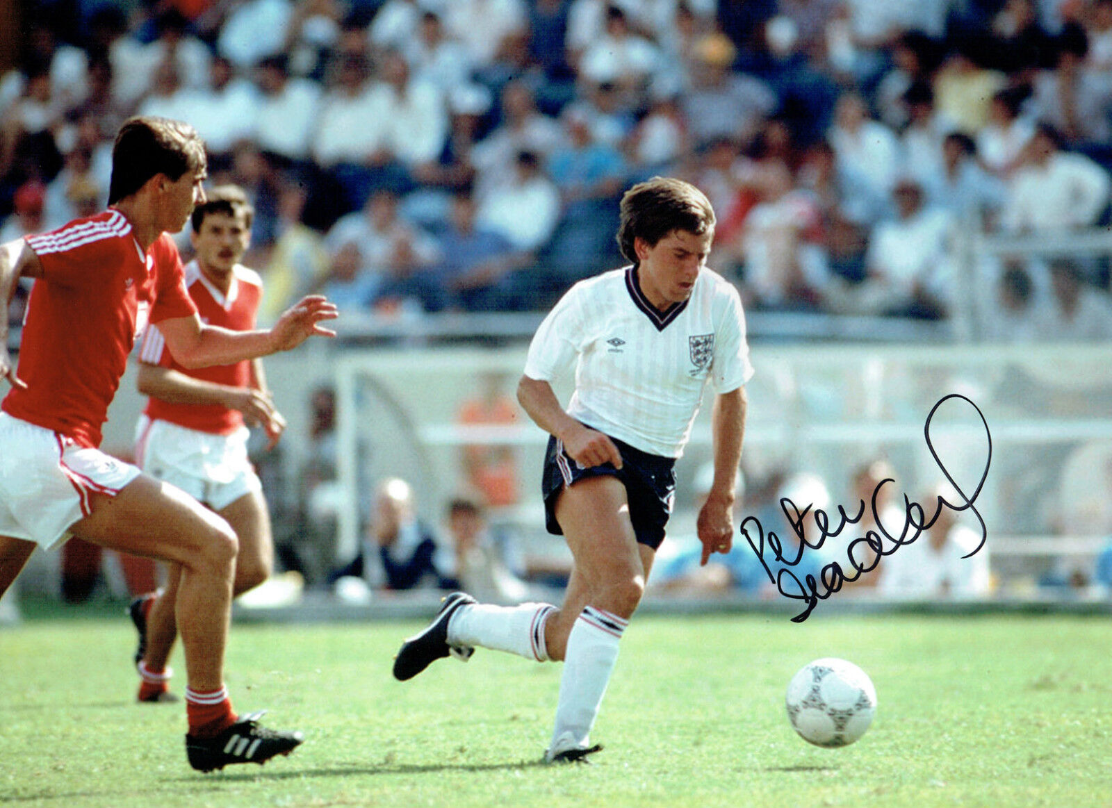 Peter BEARDSLEY Signed Autograph 16x12 England World Cup MASSIVE Photo Poster painting AFTAL COA