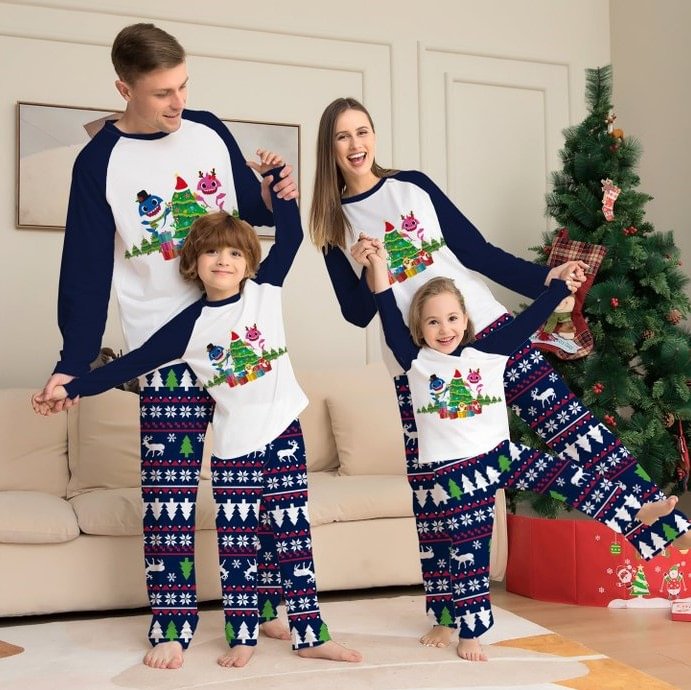 Baby Shark Christmas Tree & Gifts Family Matching Pajamas Set
