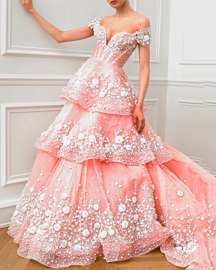 Women's Off-shoulder Mesh Embroidered Dress