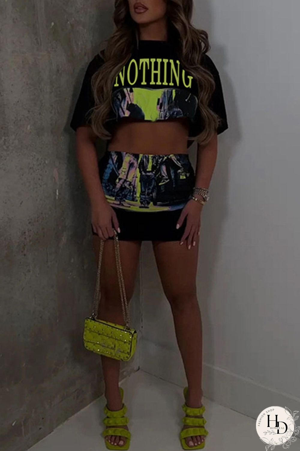 Red Casual Street Print Patchwork O Neck Half Sleeve Two Pieces