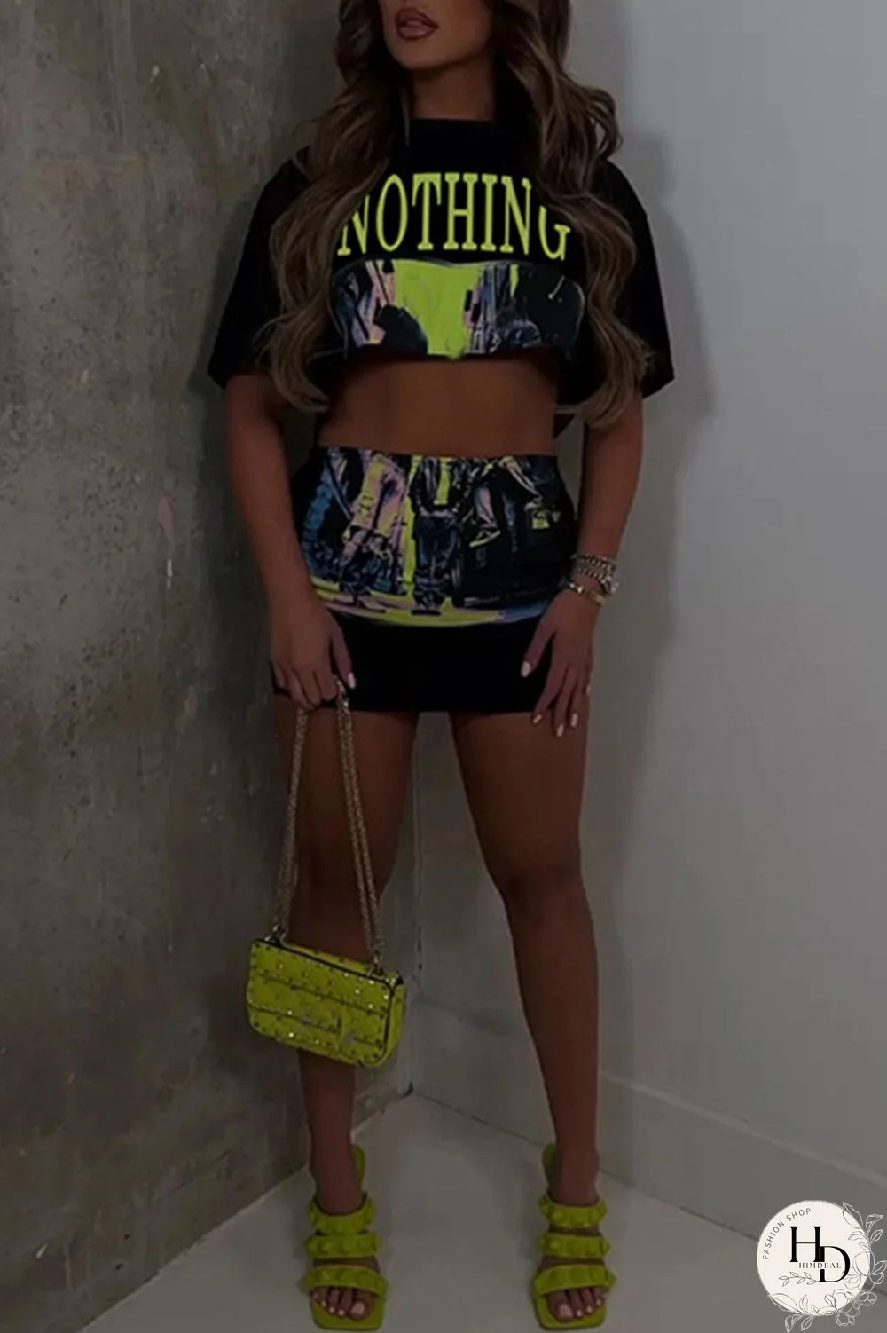 Red Casual Street Print Patchwork O Neck Half Sleeve Two Pieces