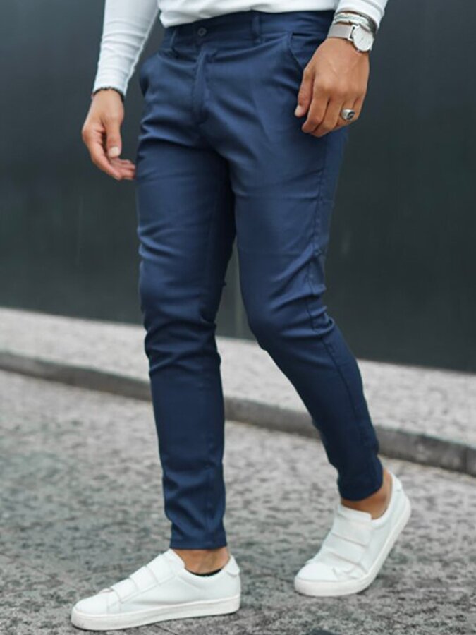 Men's Navy Tight Fit Casual Pants