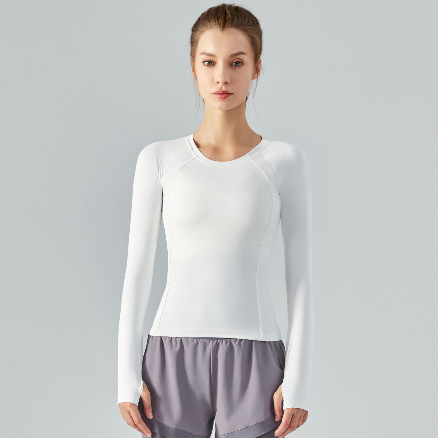 Buy Hergymclothing White raglan sleeve thin dri-fit sports workout gym t shirt with thumb holes online