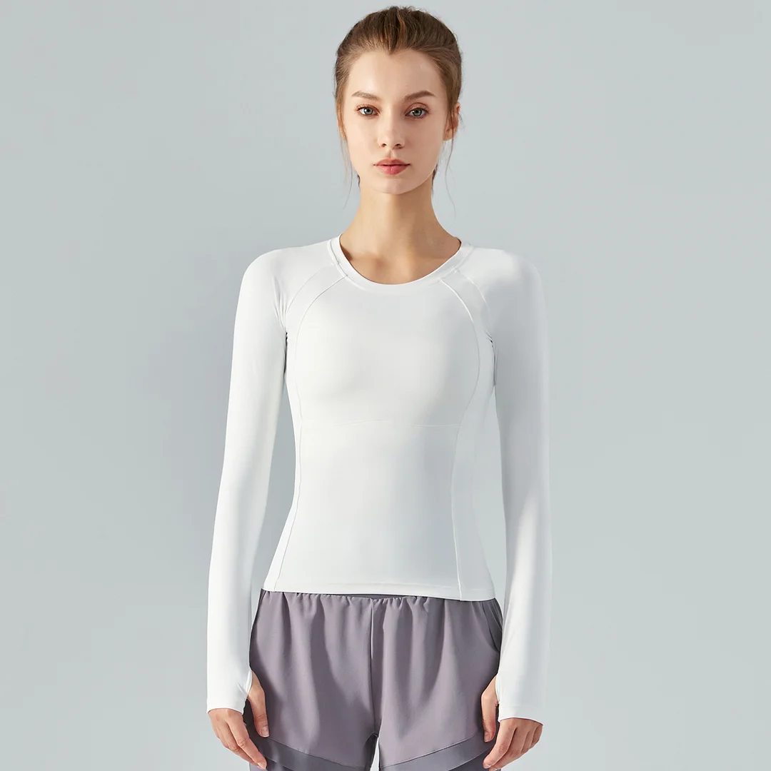 Buy Hergymclothing White raglan sleeve thin dri-fit sports workout gym t shirt with thumb holes online