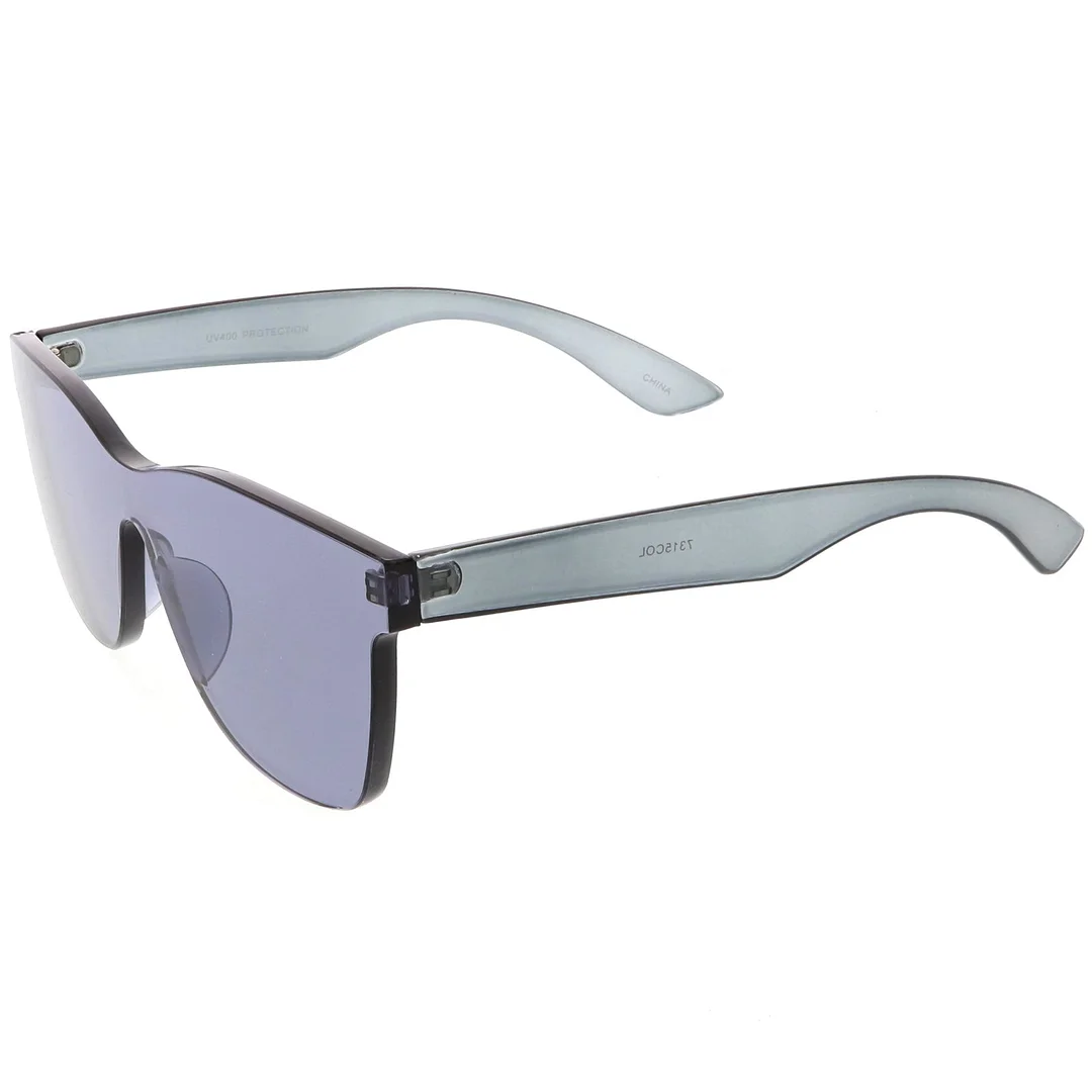 Rimless Horn Rimmed Mono Block glasses With Colorful One Piece PC Lens 68mm