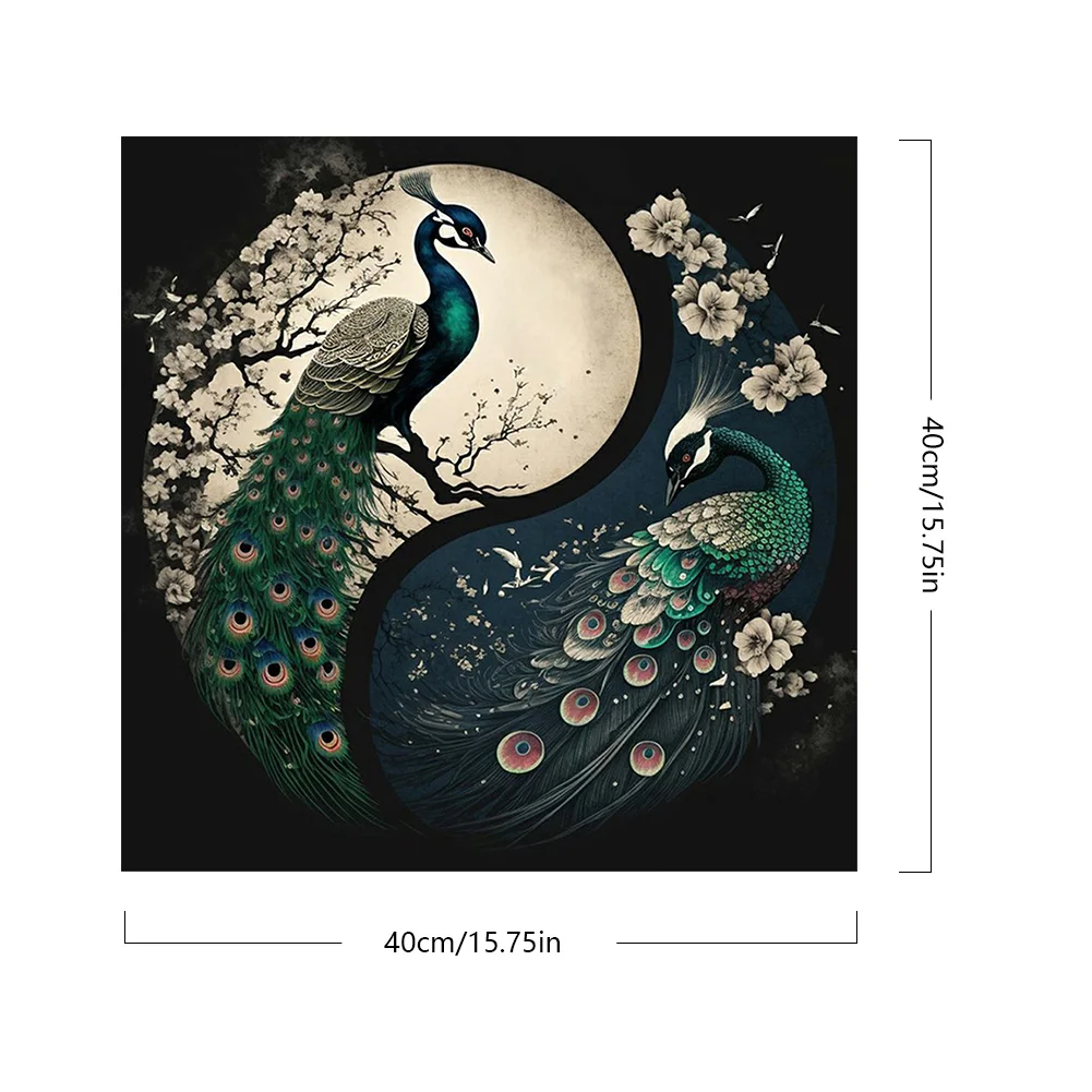 DIY Paint By Number 40*40cm - Yin Yang Peacock