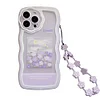 Purple Flowers Silicone Phone Case with Chain Bracelet for iPhone 7-14