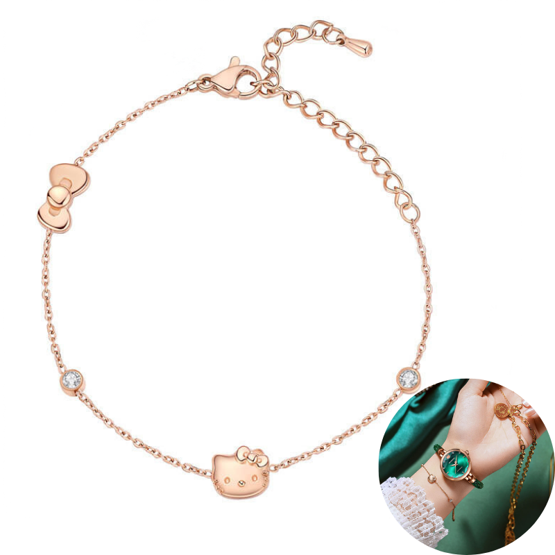 Hello Kitty Rose Gold Titanium Steel Bracelet Charm Minimalist A Cute Shop - Inspired by You For The Cute Soul 