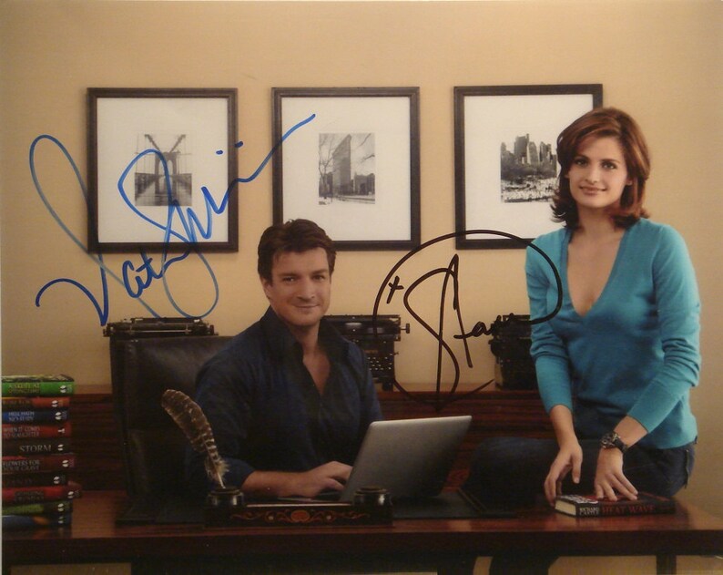 CASTLE CAST SIGNED Photo Poster painting X2 Nathan Fillion & Stana Katic wcoa