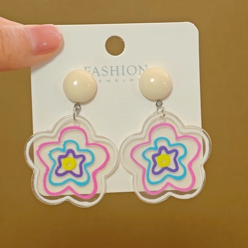 3 Pieces Sweet Heart Shape Rose Flower Inlay Imitation Pearl Alloy Rhinestones Earrings