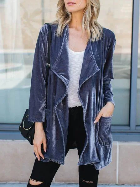 Loose velvet long-sleeved cardigan jacket