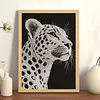 Spotted Leopard Special Shaped 5D DIY Partial Drill Diamond Pearl Painting Kit for Adults Beginners Home Decor Art Craft Pearl Diamond Painting 30x40cm