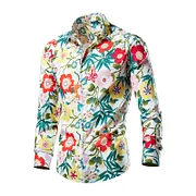 Cricshere mens smart casual 2025 Fashion Spring Summer Flower Printed Retro Shirts Mens Hawaiian Shirts Casual Fashion Summer Male Beach Holiday Shirts