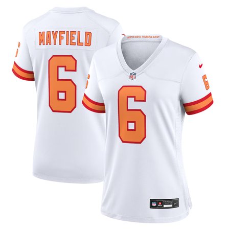 Women's '76 Tampa Bay Buccaneers #6 Baker Mayfield  White Player Game Jersey