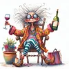 Lady Drinking Red Wine-11CT Stamped Cross Stitch 40*40cm/15.75*15.75in