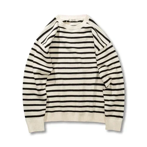 Demandernyc Autumn Winter Japanese Small Fresh Style Retro Striped Pullovers Sweaters for Men/Women O-neck Loose Versatile Knitted Bottoming