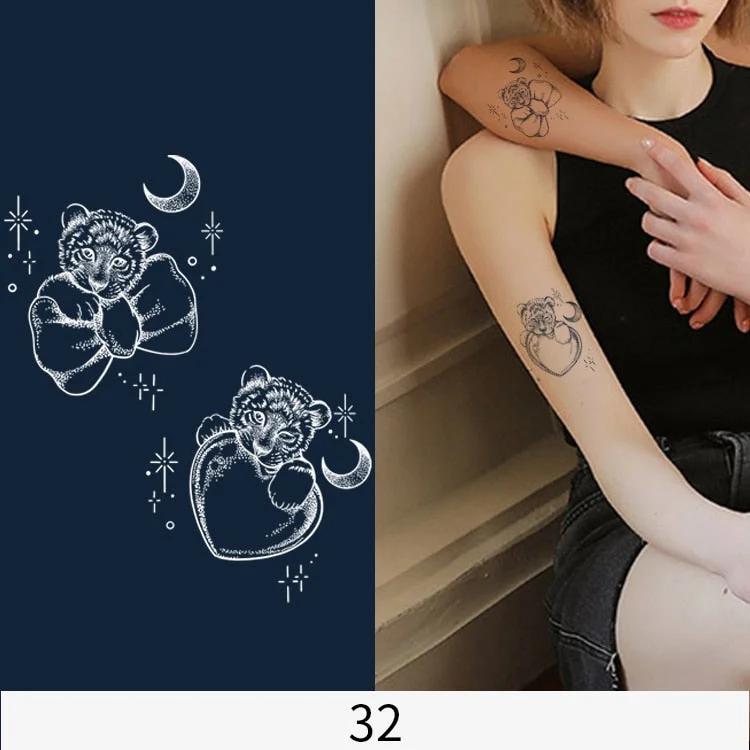 Flower Butterfly Animal Art Festival Comic Text Waterproof Full Body Arm Natural Temporary Tattoo For Men and Women
