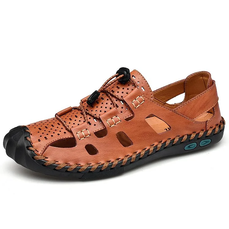 2021 New Summer Men's Leather Sandals Handmade Roman Sandals