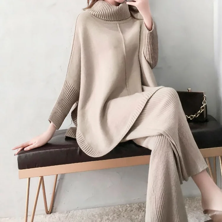 Elegant turtleneck sweater Two-piece set