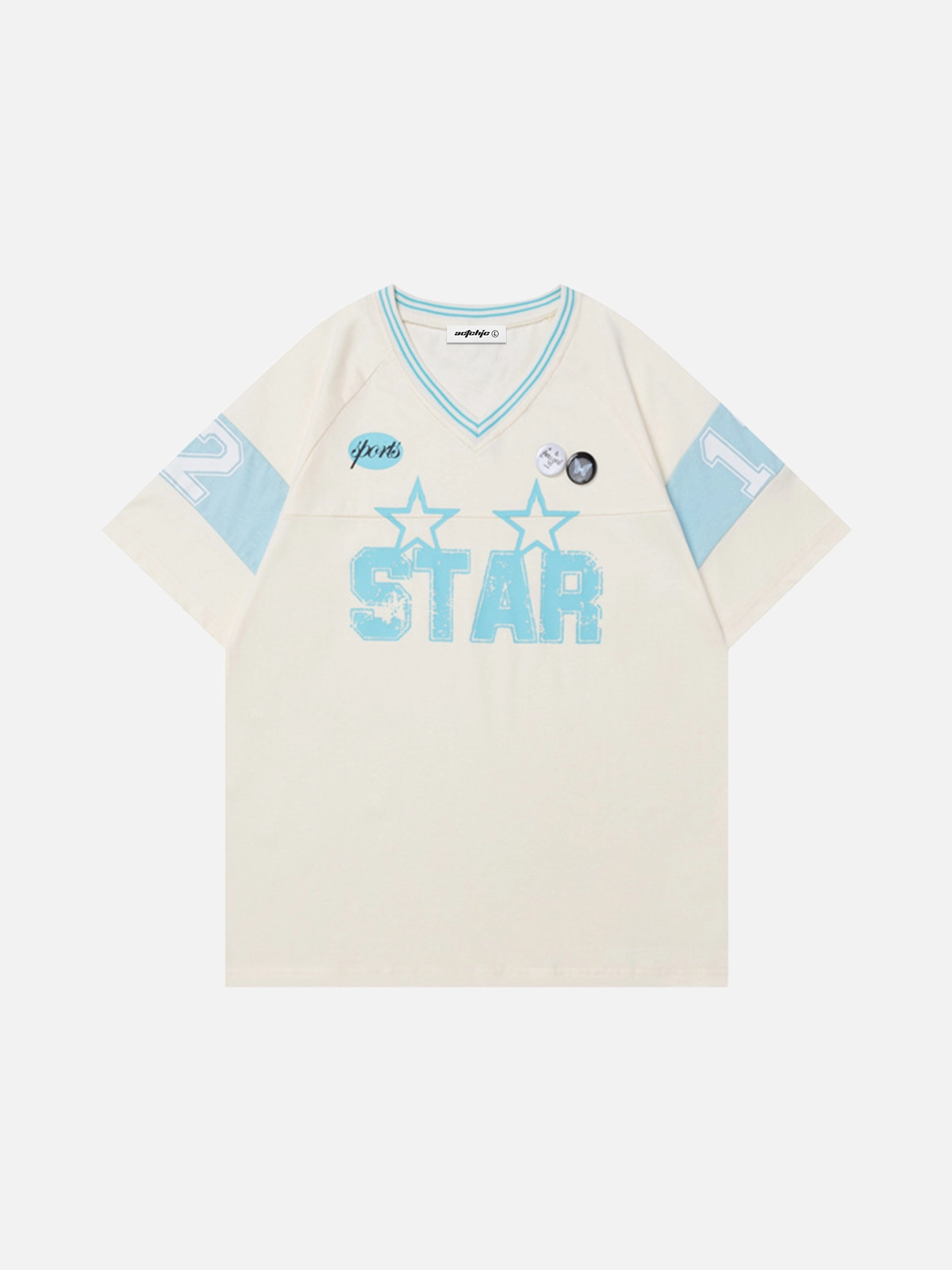 Apricot Act Chic Vintage Star Letter Print Badge Tee Front