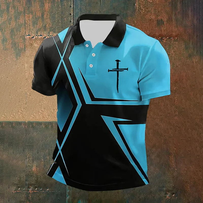 Men's Retro Casual Faith Printed Polo Shirt