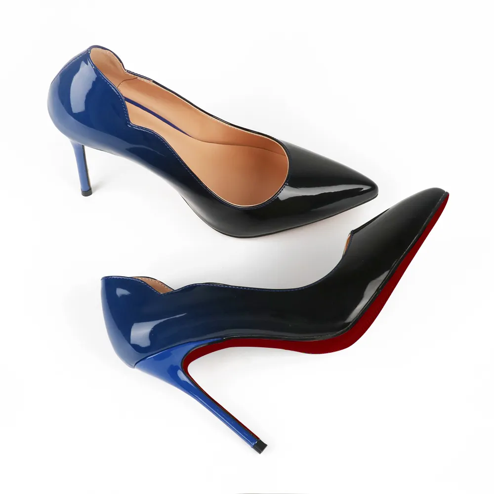 100mm Women's Party Wedding Heels Gradient Color Patent Red Soles Pumps-vocosishoes