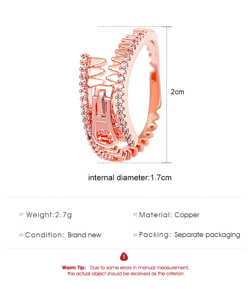 Zipper Zirconia Gold Plated Ring