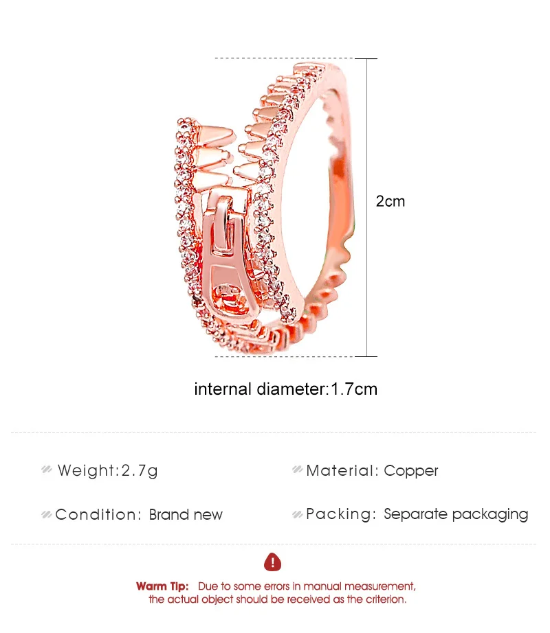 Zipper Zirconia Gold Plated Ring