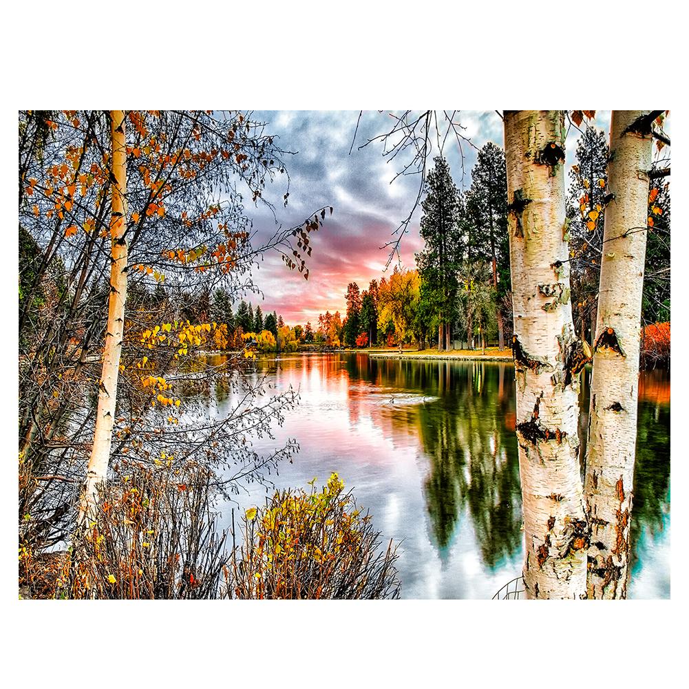 

40*30CM - Forest Landscape - Round Drill Diamond Painting, 501 Original