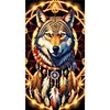 (Grande Taille) Attrape-r&ecirc;ves loup-pleine peinture diamant rond-40*70cm