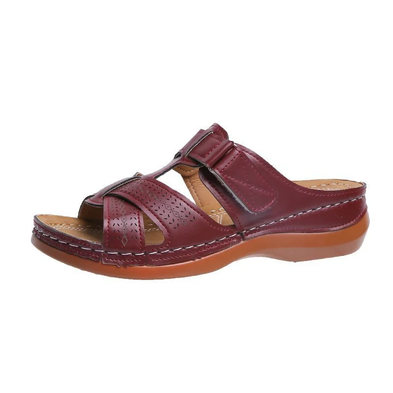 Yyvonne Women's Shoes 2025 Summer New Type Hollow Fish Mouth Slope And Magic Cool Slippers Women's Large Size Women's Shoes