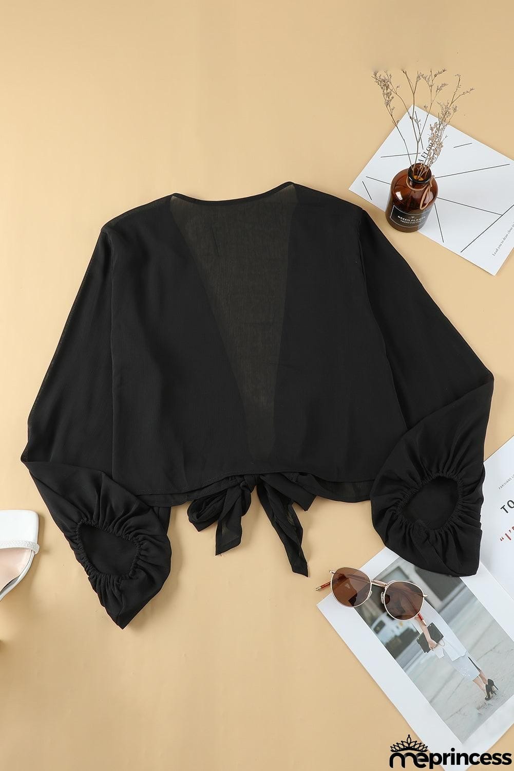 Plus Size Tie Front Crop Top