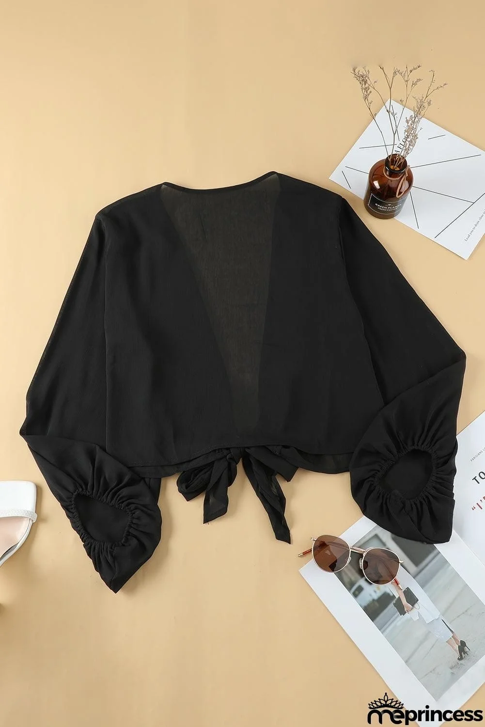 Plus Size Tie Front Crop Top