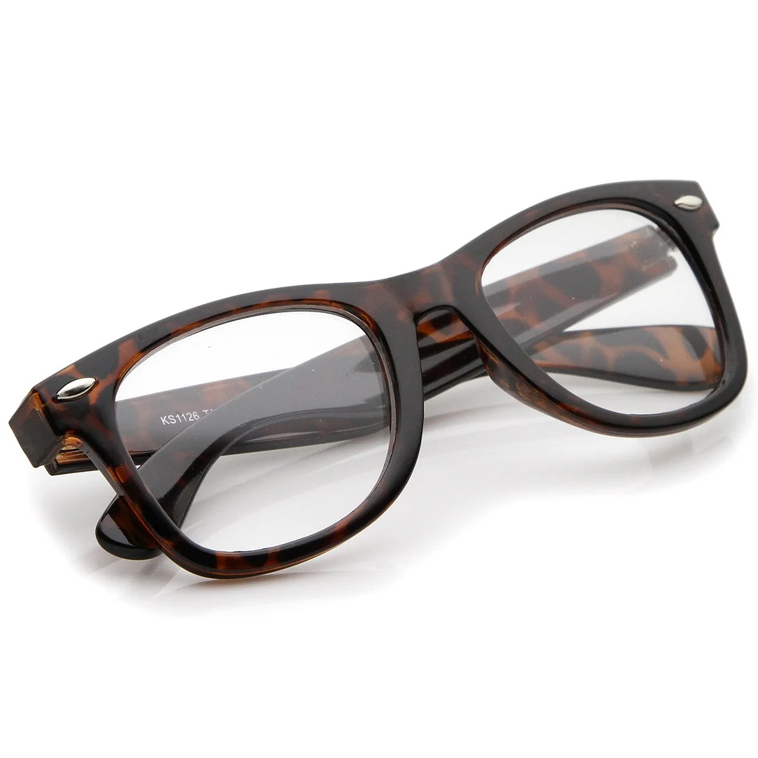 Classic Thick Square Clear Lens Horn Rimmed Eyeglasses 50mm