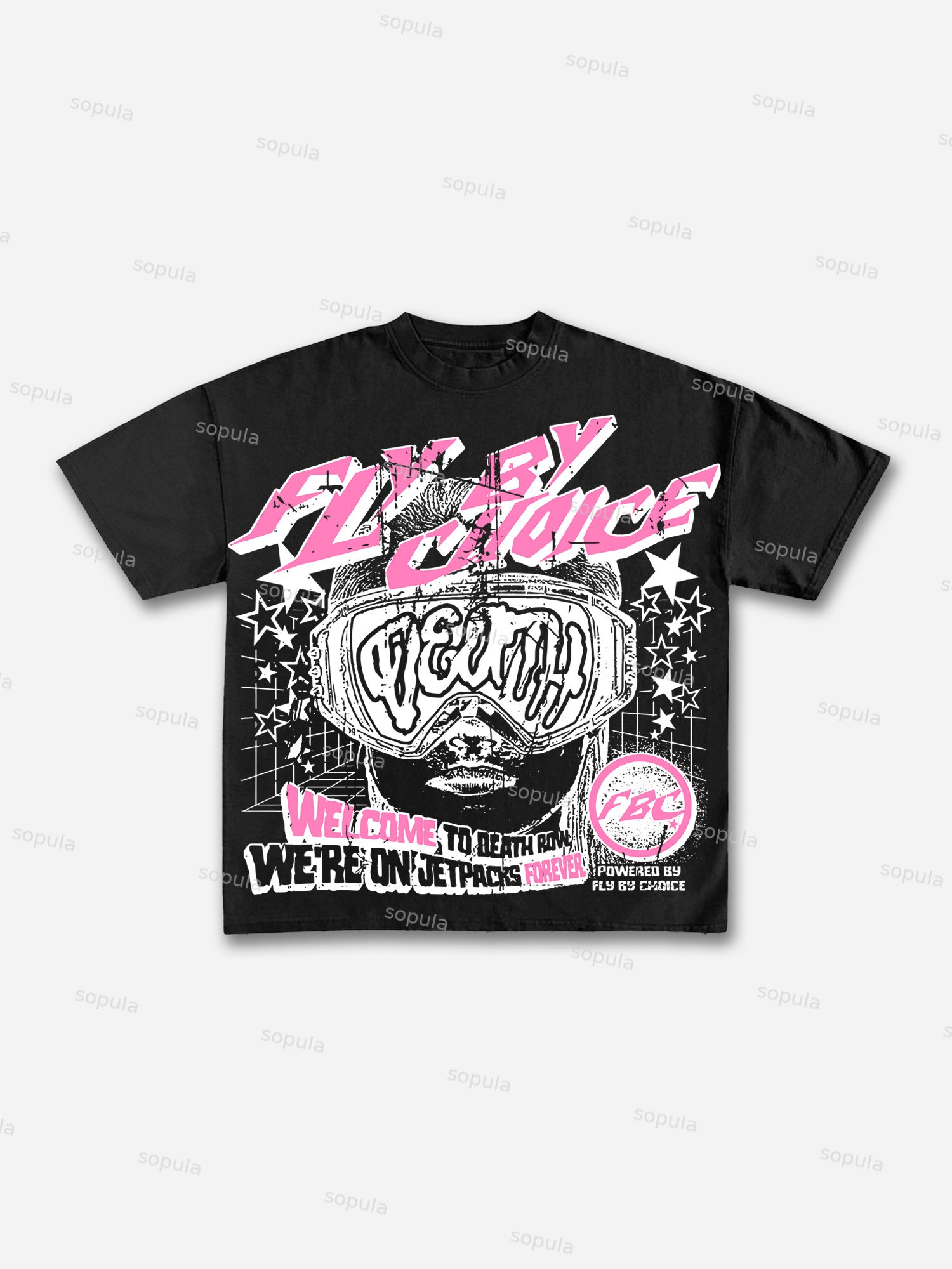 Vintage Fly By Choice Death Graphic Cotton Short Sleeve T-Shirt