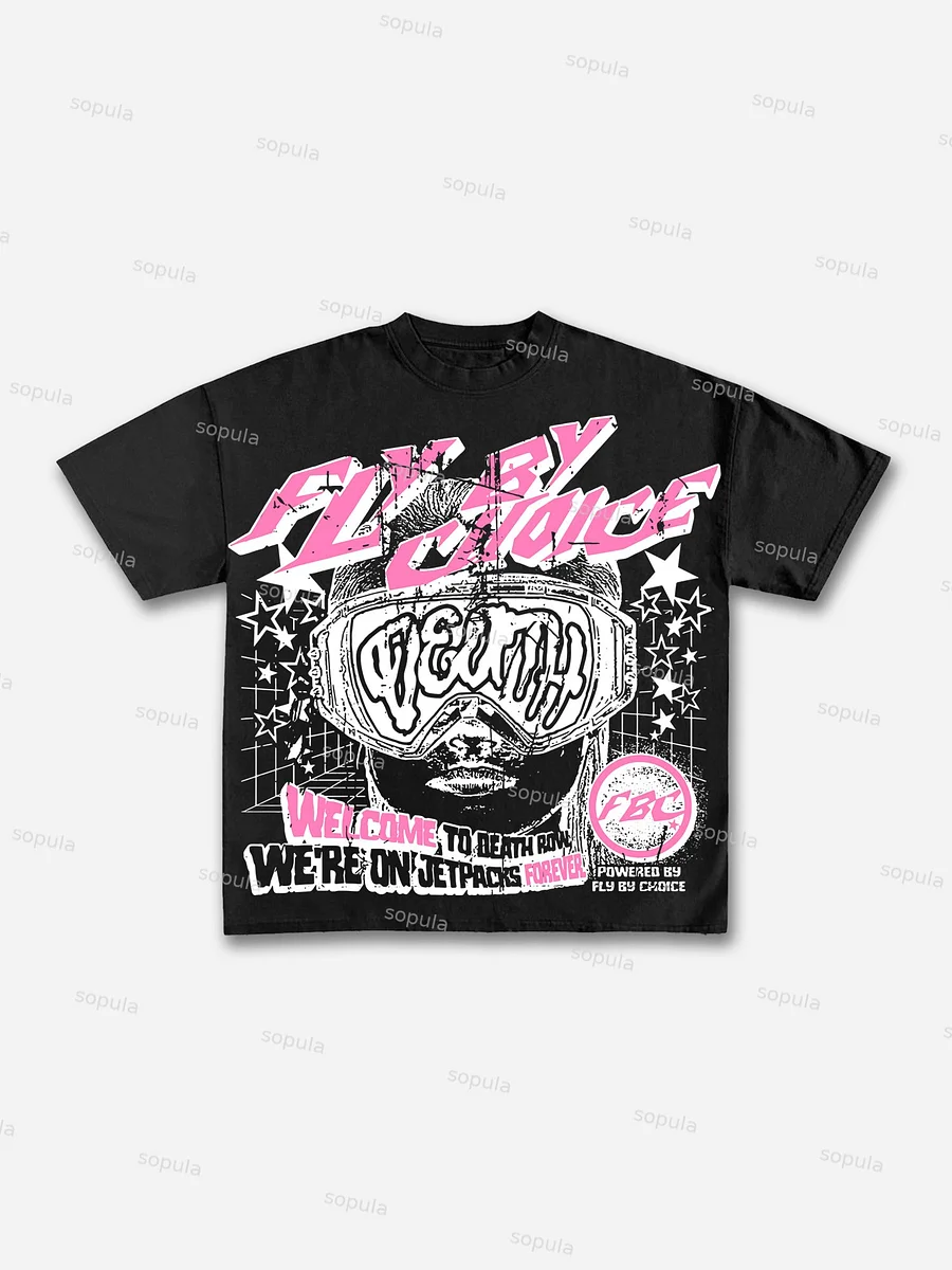 Vintage Fly By Choice Death Graphic 100% Cotton Short Sleeve T-Shirt