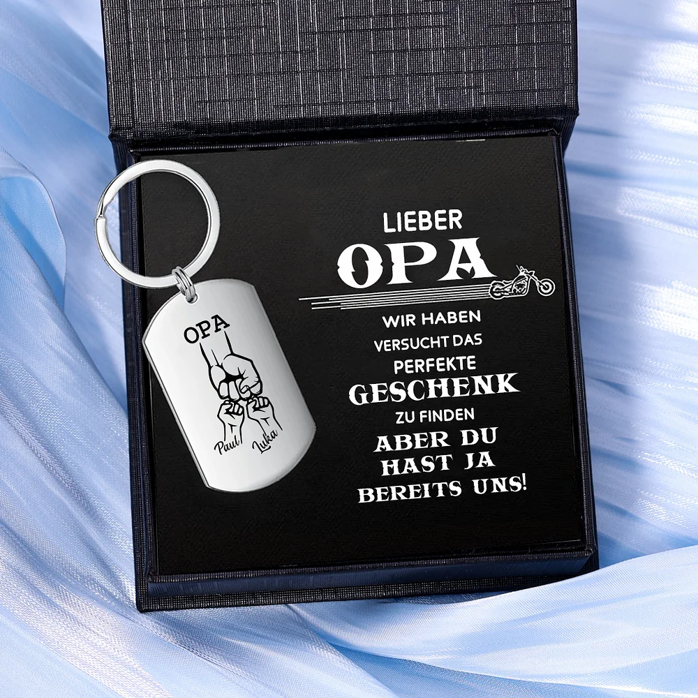 Personalisierbarer 2 Namen Papa/Opa Faust Schlüsselanhänger-Lieber Papa/Opa du hast ja bereits uns-Geschenk für Vater Vatertag Kettenmachen