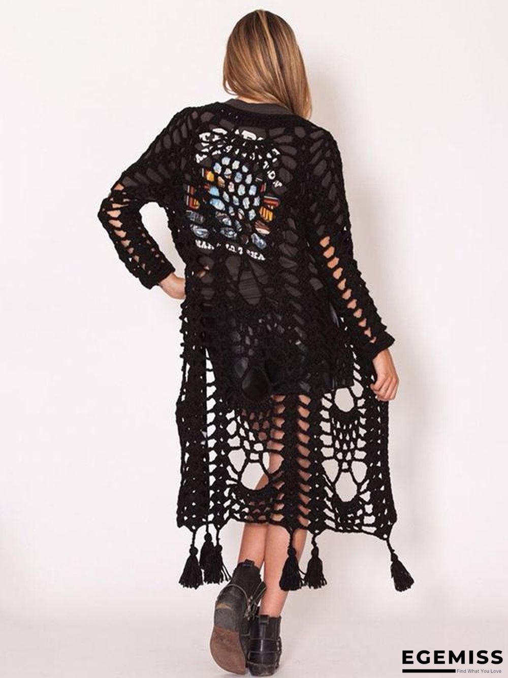 Knitting 2 Colors Cover-up Cardigans Tops | EGEMISS