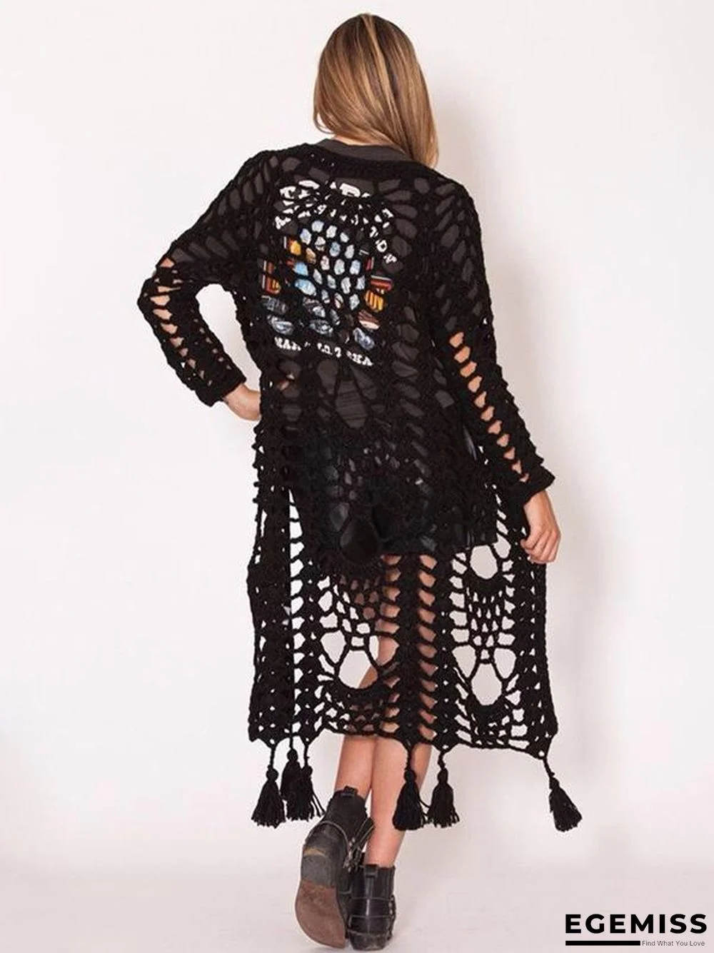 Knitting 2 Colors Cover-up Cardigans Tops | EGEMISS