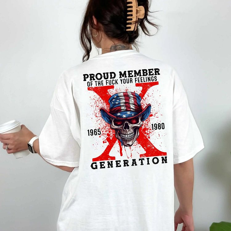 Personalized Gen X Unisex T-Shirt, Sweatshirt & Hoodie &ndash; Custom Name Generation X Skull Graphic Shirt (1965-1980)