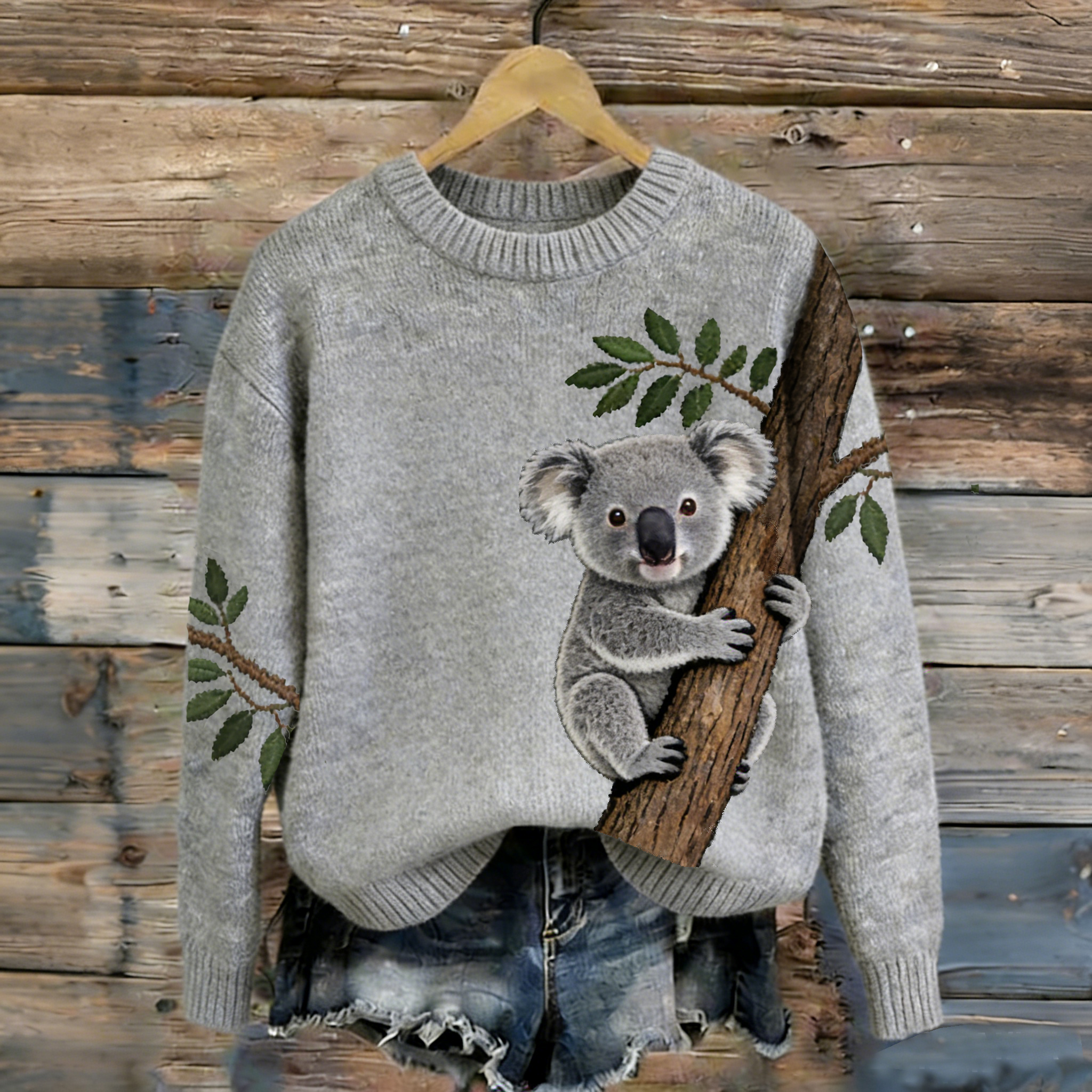 Women's Cute Koala Graphic With Australia Print Cozy Sweater wearshes