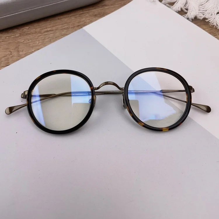 KAME Japanese Classical Retro Brand Eyeglasses Frames Round Pure Titanium Eyewear for Men Vintage Women Luxury Glasses