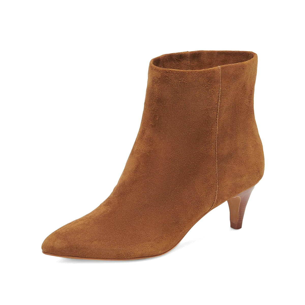 Brown Vegan Suede Kitten Heel Ankle Boots for Women with Pointed Toe Nicepairs