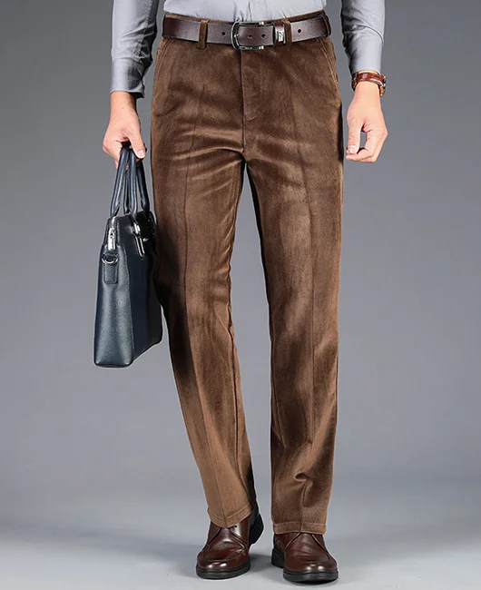 Business Velvet High Waist Slant Pocket Solid Pants 