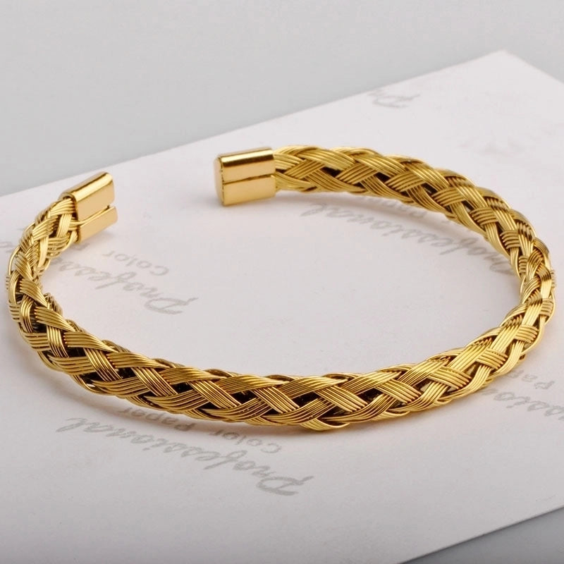 Minimalist Solid Color Stainless Steel Plating Gold Plated Bangle