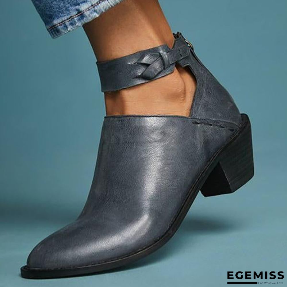 Chunky Heel Zipper Breathable Comfortable Shoes | EGEMISS