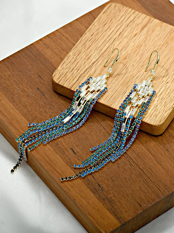 Urban Tasseled Rhinestone Earrings Accessories