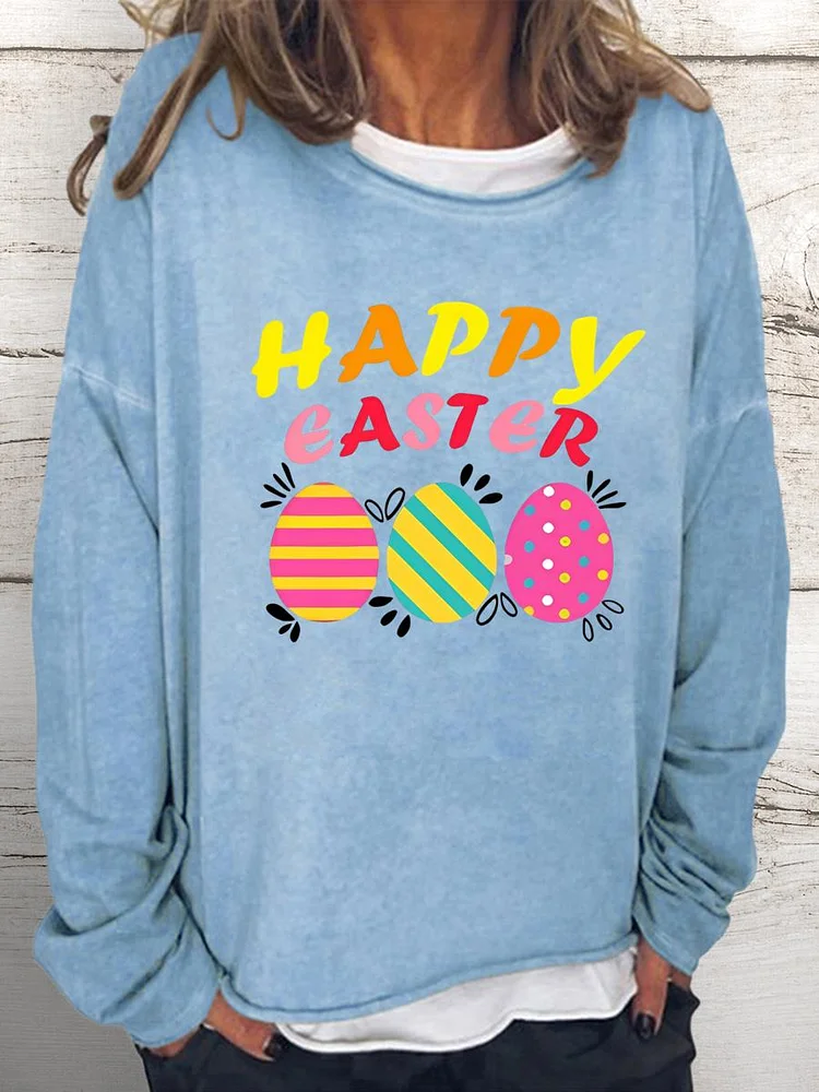 Happy Easter Women Loose Sweatshirt-0025132